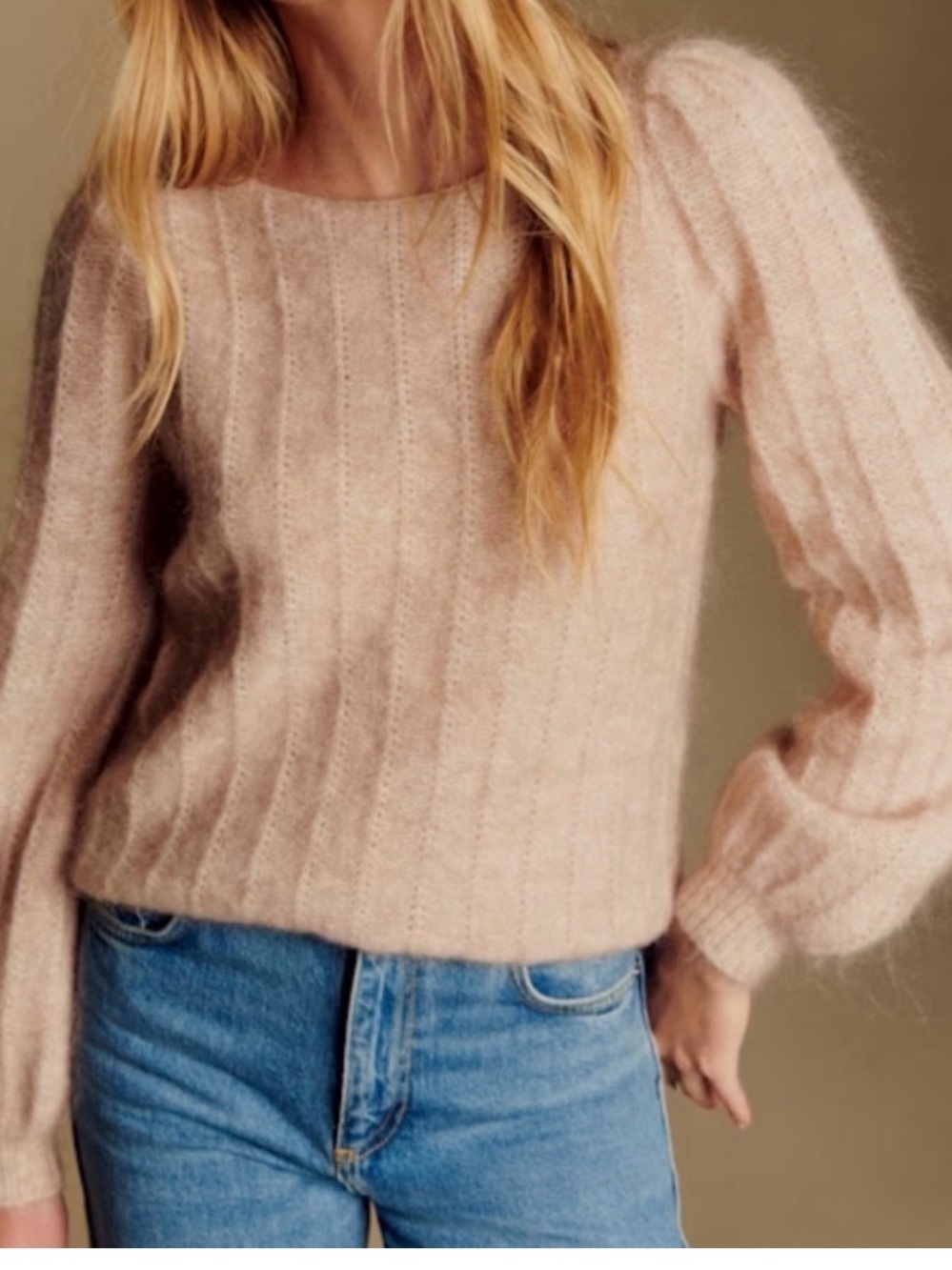 Sezane Soft Ribbed Crewneck Sweater Size XL Fits M-L